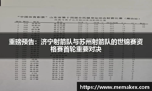 重磅预告：济宁射箭队与苏州射箭队的世锦赛资格赛首轮重要对决